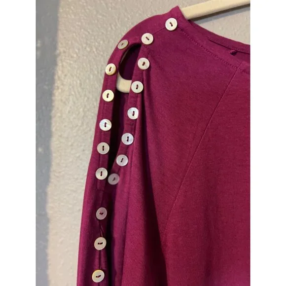 Soft Surroundings Tunic Top M Medium Dark Purple Cotton Modal Washable Fall NEW - Picture 6 of 12